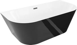 Mexen Oval Slim laisvai pastatoma vonia prie sienos 170 x 80 cm, balta/juoda, juodas persipylimas - 52661708075-70, 170 x 80 cm