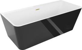 Mexen Volta laisvai stovinti prie sienos vonia 150 x 75 cm, balta/juoda, aukso spalvos matinė perpyle - 51131507575-55, 150 x 75 cm