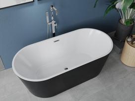 Mexen Luna laisvai pastatoma vonia 170 x 80 cm, balta/juoda, chromuota perliejimo anga - 52031708075-01