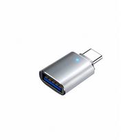 Type-C į USB OTG adapteris, LED indikatorius, 3A, sidabrinis