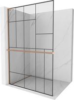 Mexen Kioto+ L dušo sienelė su lentyna Walk-in 90 x 200 cm, juodas raštas, valcuotas varis - 800-090-123-65-78