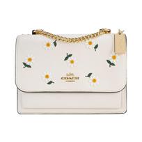 Coach Klare 21 Floral Flap Chain Daisy Embroidery Leather Accordion Shoulder Bag Women shoulder bag White C2858-IMCAH Basic Set (Bag+Dust Bag) white