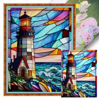 Full Embroidery cotton Thread 11CT Printed Light Tower Cross Stitch 50x65cm China Mainland