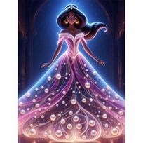 Disney Aladinas Džasmina Princesė Auksiniai Auskarai ir Karoliai su Perlo Papuošimais Rinkinys Dirbtinio Perlo Dėlionė Siuvinėtas Namų Dekoratyvinis Rankų Darbo Dovana 45x55cm blue