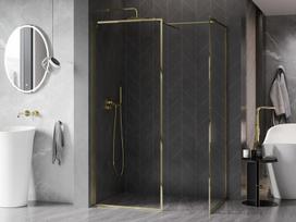 Mexen Kioto-F dušo sienelė Walk-in su rėmu 140 x 120 cm, skaidri 8 mm, auksinė - 800-140-202-04-50-120
