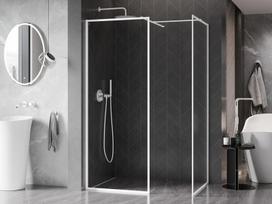 Mexen Kioto-XF dušo sienelė Walk-in su rėmu 100 x 100 cm, permatoma 10 mm, balta - 800-100-202-04-20-100-XF