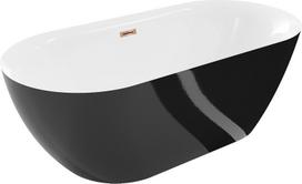 Mexen Roxy laisvai pastatoma vonia 170 x 80 cm, balta/juoda, perpylimo angos rožinis auksas - 51201708075-60