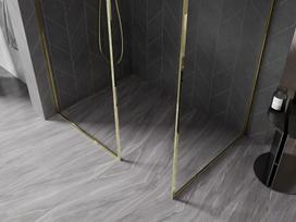 Mexen Kioto-F dušo sienelė Walk-in su rėmu 130 x 85 cm, skaidri, 8 mm, auksinė - 800-130-202-04-50-085