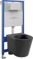 Mexen Rico WC potinkinis komplektas Fenix Slim su WC dubeniu, juodas matas - 6103372XX85, 48x36,5x36