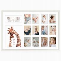 Medinis rėmelis „FIRST BIRTHDAY“ – koliažas 13 nuotraukų Framai