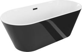 Mexen Flavia laisvai stovinti vonia 160 x 75 cm, balta/juoda, juodas persipylimas - 54031608075-70, 160 x 75 cm