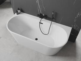 Mexen Oval+ laisvai stovinti prie sienos 170 x 80 cm vonia, balta, juodas perpylimas - 52681708000-70, 170 x 80 cm