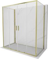 Mexen Exo-3S trijų sienelių dušo kabina su stumdomomis durimis 190 x 70 cm, skaidri, auksinė - 8152-190-070-50-00-3S