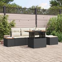 Garden Dining Set with Cushions 6 pcs Black and Beige