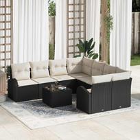 Garden Sofa Set Black 55 x 55 x 37 cm Poly Rattan