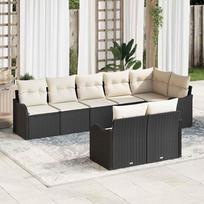 8 Piece Garden Sofa Set Black Poly Rattan