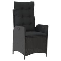 Adjustable Garden Armchair with Cushions Black Poly Rattan