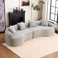 Modulinė sofa, 4 vietų, Chenille audinys, pilka, 1 vnt