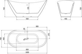 Mexen Lotos laisvai pastatoma vonia 160 x 75 cm, balta, auksinis perpylimas - 52051607700-50