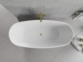 Mexen Luvo Slim laisvai stovinti vonia 170 x 75 cm, balta/juoda, šlifavimo perplauka - 52801707575-55, 170 x 75 cm