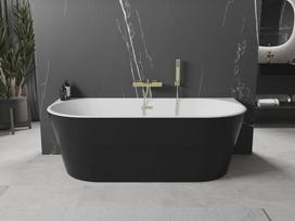 Mexen Oval laisvai pastatoma vonia prie sienos 170 x 80 cm, balta/juoda, auksinis perpildymo atvamzdis - 52671708075-50, 170 x 80