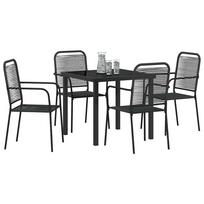 Garden Dining Set 5 pcs Black Powder Coated Steel