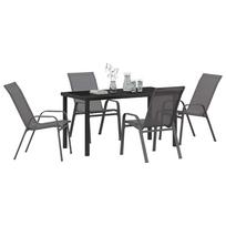 Garden Dining Set 5 pcs Grey and Black