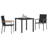 Garden Dining Set 3 pcs Black Powder Coated Steel