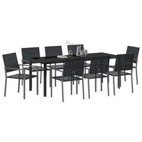 Garden Dining Set 9 pcs Black PE Rattan