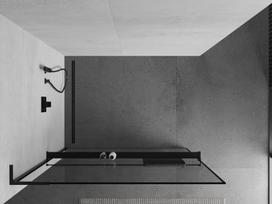 Mexen Kioto+ L dušas sienelė su lentyna Walk-in 70 x 200 cm, juodas rėmelis, juoda - 800-070-123-70-70, 70 x 200 cm