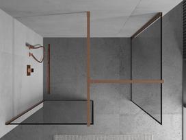 Mexen Kioto dušo sienelė Walk-in 160 x 80 cm, juodas rėmelis, šlifuota varis - 800-160-202-65-70-080