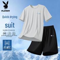 PLAYBOY Men's Casual Quick-Dry T-Shirt & Shorts Set 2XL