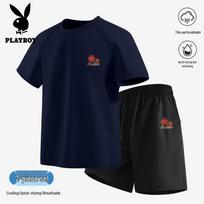 PLAYBOY Men's Lightweight Quick-Dry T-shirt & Shorts Set XL