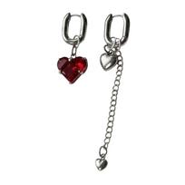 Temperament Tassel Design Asymmetric earrings Heart Shape Elegant Long Pendant Earrings Y2K Zircon Hoop Earrings Daily Wear