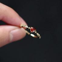 High Quality Red Heart Crystal Adjustable Rings for Women Charm Gold Color Stainless Steel Zircon Bride Finger Jewelry Colorfast resizable