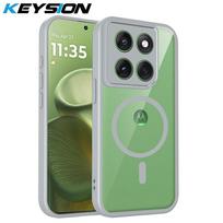 KEYSION Transparent Magnetic Phone Case for Motorola Edge 60 Pro 5G Silicone+PC HD Clear Shockproof Cover for MOTO Edge 60 Fusion 5G for Edge 60 pilka
