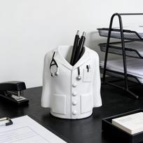 Creative Doctor Coat Shaped Pen Holder Medical Theme Desktop Organizer Office Desk Decorative Storage Cup