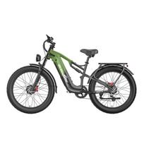 ZAZAWORK CF26MAX Visureigis Elektrinis Dviratis 500W*2 Variklis 48V25AH Baterija 26 Colių Visureigio Padangos 50 KM/H Didžiausias Greitis 120KM Nuotolis E-Dviratis žalia