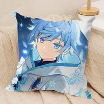 Chongyun Genshin Impact Cushion Cover Silky Short Plush Invisible Zipper Dustproof Sofa Pillow Case For Home Decor Peach skin 18*18(CM)-1Pcs