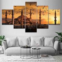 5 plokščių Peizažas Islamo mečetė Pilies pastatas Drobės tapybos plakatai ir atspaudai Sienos meno paveikslai Kambario namų dekoras Be rėmo 20x35cm*2  20x45cm*2  20x55cm*1