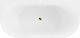 Mexen Oval laisvai statoma prie sienos vonia 140 x 75 cm, balta/juoda, aukso perpildymas - 52671407575-50, 140 x 75 cm