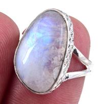 Natural Rainbow Moon Stone Gemstone Handmade 925 Sterling Silver Ring S.6 F3e79 gray