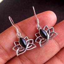 Garnet, Labradorite, Amethyst, Onyx, Lapis EARRING , Silver Jewelry, Women Earring, 925 Sterling Silver raudona