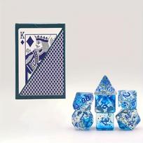 Plastic Waterproof Playing Cards with 7 Transparent Blue Multi face Digital Dice Durable Deck for Games mėlyna
