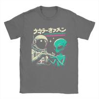Joystick Diplomacys Alien Men's T Shirt Novelty Tees Short Sleeve Round Neck T-Shirts 100% Cotton Gift Idea Tops S tamsiai pilka spalva