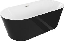 Mexen Luna laisvai pastatoma vonia 150 x 75 cm, balta/juoda, šlifuotas nikelio perpylimas - 52031507575-97, 150 x 75 cm