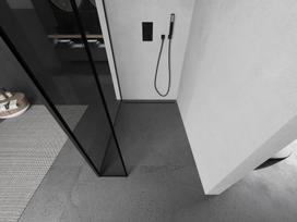 Mexen Kioto dušo sienelė Walk-in 150 x 30 cm, juodas rėmelis, juodas - 800-150-212-70-70-030