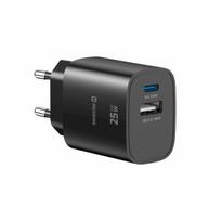 USB-C 25W Power Delivery ir USB-A Quick Charge 3.0 18W Swissten Juodas