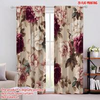2 vnt., 2D plokščias spausdinimas Užuolaidos Roletai Gėlių Elegancija Patvarus 100% Poliesterio Audinys (be strypo) Dekoracijos viduje 52.50 × 116.00 cm 2 pcs