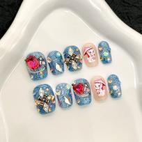 Square Press on Nails Short Fake Nails Press ons False Nails with Cute Cat Pattern Acrylic Full Cover Glue on Nails Artificial Stick on Nail for Women XS